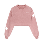 Washed Distressed Cropped Oversized Sweatshirt