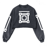 Washed Distressed Cropped Oversized Sweatshirt