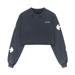 Washed Distressed Cropped Oversized Sweatshirt