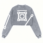 Washed Distressed Cropped Oversized Sweatshirt