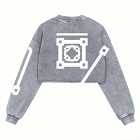 Washed Distressed Cropped Oversized Sweatshirt