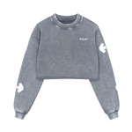 Washed Distressed Cropped Oversized Sweatshirt