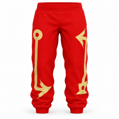 KOLAK red and gold track joggers — original front view