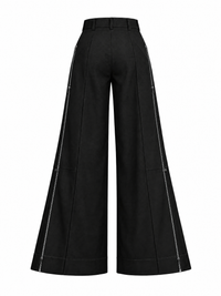 Women's Circuit 001 slacks black — isolated back view on pure white background with pant-leg zipper visible, digital design concept render.